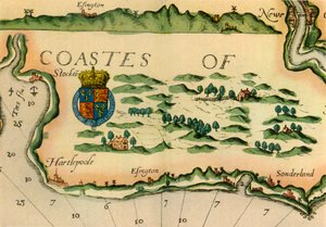 Kaart met windmolens als herkenningspunten aan de noordoostkust van Engeland, 1588, 1947 door Unbekannt