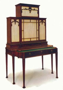 Chippendale Mahonie Secretaire Boekenkast, midden 18e eeuw