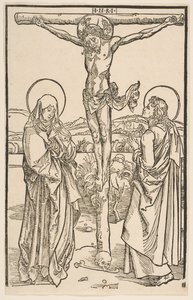 Christus aan het kruis met de Maagd en Sint Jan door Unbekannt
