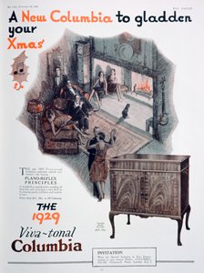 Kerstadvertentie voor Columbia grammofoons, 1928