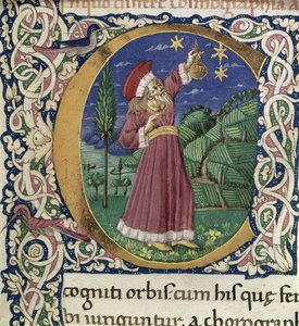 Claudius Ptolemaeus. Detail van een versierde initiaal C Cosmographia, tweede helft van de 15e eeuw door Unbekannt