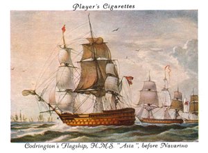 Codringtons vlaggenschip, H.M.S. Asia, voor Navarino, 1936