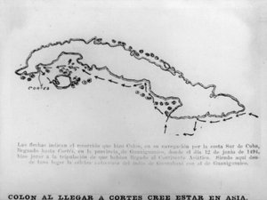 Columbus toen Cortes in Cuba aankwam, 15e eeuw, 1920s door Unbekannt