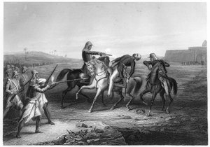 Kolonel Platt gedood door de muiters in Mhow, ca. 1860