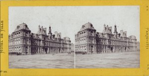Commune van Parijs (1871): zicht op het stadhuis door Unbekannt