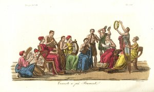 Concert met veel instrumenten, oud Griekenland