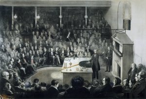 Lezing van de natuurkundige Michael Faraday (1791-1867) voor de Royal Institution of London op 27 december 1855 in aanwezigheid van Prins Albert van Saksen-Coburg-Gotha door Unbekannt