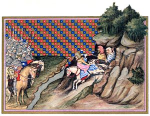 Conferentie van de graaf van Gloucester en een Ierse hoofdman, campagne van Richard II in Ierland, 1399, 18 door Unbekannt