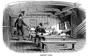 Gevangenisafdeling aan boord van de gevangenishulk Warrior in Woolwich, Londen, 1848 door Unbekannt