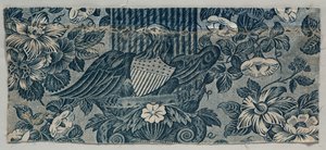 Koperplaat bedrukt katoenen fragment met Amerikaanse adelaar, 1830 - 1840 door Unbekannt