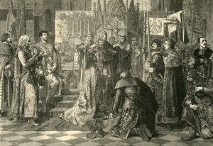 Kroning in Krakau van Lodewijk I van Hongarije als koning van Polen, 1370, 1890 door Unbekannt