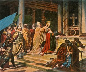 Kroning van Karel de Grote in Rome, Kerstdag, 800 AD, 1936 door Unbekannt
