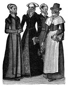 Kostuums van stads- en plattelandsvrouwen, 16e eeuw, 1910