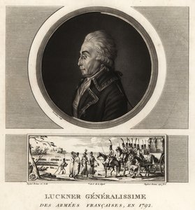 Graaf Nicolas Luckner, Franse revolutionaire generaal, Generalissime des Armées Françaises, geëxecuteerd in 1794 door Unbekannt