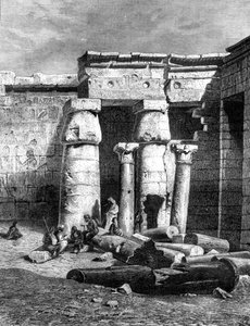 Hof met resten van een christelijke kerk, Medinet-Habou, 1881 door Unbekannt
