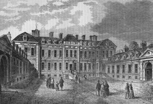 Binnenplaats van Montagu House, Great Russell Street, Bloomsbury, Londen, 1830