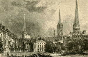 Coventry - De torenspitsen van Trinity, St. Michaels en Christ Church, 1898 door Unbekannt