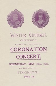 Omslag van het programma voor een kroningsconcert in de Winter Garden, Cheltenham, 1902 door Unbekannt