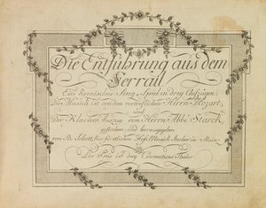 Omslag van de eerste editie van de opera De ontvoering uit het serail door Mozart door Unbekannt