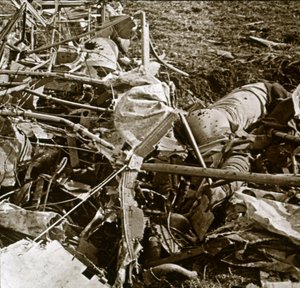 Neergestort vliegtuig, Aisne, Frankrijk, c1914-c1918