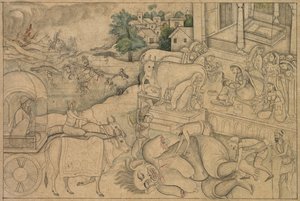 Crematie van de demonin Putana, uit een Krishna-Lila