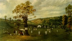 Cricketwedstrijd tussen Nottingham en Leicester, c.1829, 1947