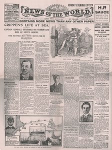 Crippens leven op zee, voorpagina van de News of the World door Unbekannt