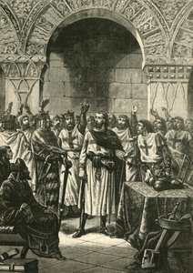 Kruisvaarders verkondigen Godfried van Bouillon koning van Jeruzalem, 1890