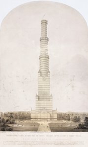 Crystal Palace, na de Grote Tentoonstelling Ontwerp voor het ombouwen van het Crystal Palace tot een toren van 1000 voet hoog door Unbekannt