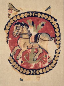 Gordijnfragment met galopperend paard, 500s