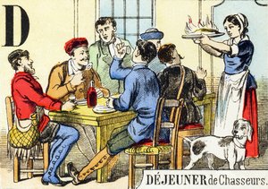 D: Jagerslunch - Het Jachtalfabet, ca. 1890 (gravure)