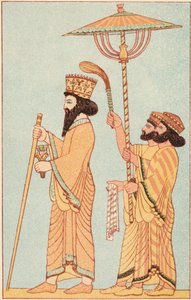 Darius I 548-486 v.Chr. Achaemenidische koning van Perzië vanaf 521, met bedienden, 1881 door Unbekannt