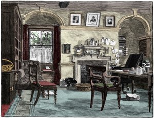Darwins studeerkamer in Down House, zijn huis nabij Beckenham, Kent, 1883