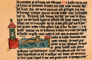De dood van Frederik Barbarossa, c1154 door Unbekannt