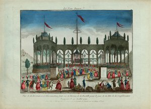 Decoratie en verlichting van de Bastille voor het Festival van de Federatie op 14 juli 1790