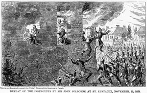 Nederlaag van de Opstandelingen door Sir John Colborne bij St. Eustache, 25 november 1837