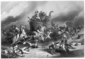 Nederlaag van het Peishwa-leger voor Jhansi door Generaal Rose, 1 april 1858 door Unbekannt
