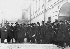 Afgevaardigden van de eerste Doema ondertekenden de Vyborg-oproep voor de gevangenis, 1906