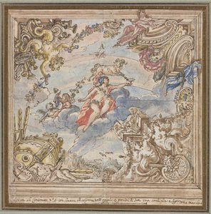 Ontwerp voor een Plafond: Mars en Aries, 1700s door Unbekannt