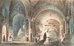 Ontwerp voor een toneeldecor: Crypt Scene door Unbekannt