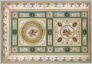 Ontwerp voor een plafond in een woonkamer, Italië door Unbekannt