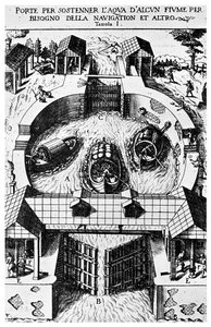 Ontwerp voor scharnierende sluisdeuren door Leonardo da Vinci, 15e eeuw, 1956 door Unbekannt