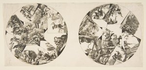 Ontwerpen voor platen uit Oudrys illustraties bij La Fontaines fabels, na 1755