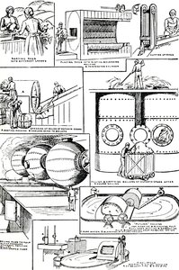 Diagrammen die de voorbereiding van vodden en Esparto-gras voor papierproductie illustreren, ca. 1917 door Unbekannt