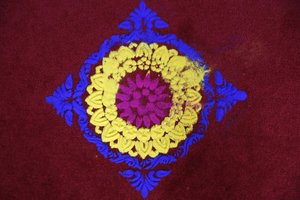 Diwali rangoli in Shirdi Sai Baba tempel, Leicester. Verenigd Koninkrijk