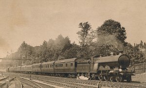 Down Brighton Express bij South Croydon. Locomotief 4-4-2, No. 421, ca. 1920 door Unbekannt