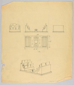 Tekening, Ontwerp voor Bureau Set door Unbekannt