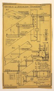 Ontwerp voor een massale operationele woning ontworpen door Hector Guimard, trapconstructie door Unbekannt