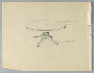 Tekening, Ontwerp voor een Ronde Tafel op Dierenpootvoeten door Unbekannt