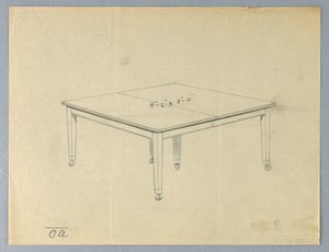 Tekening, Ontwerp voor een Zesbenige Rechthoekige Eettafel door Unbekannt